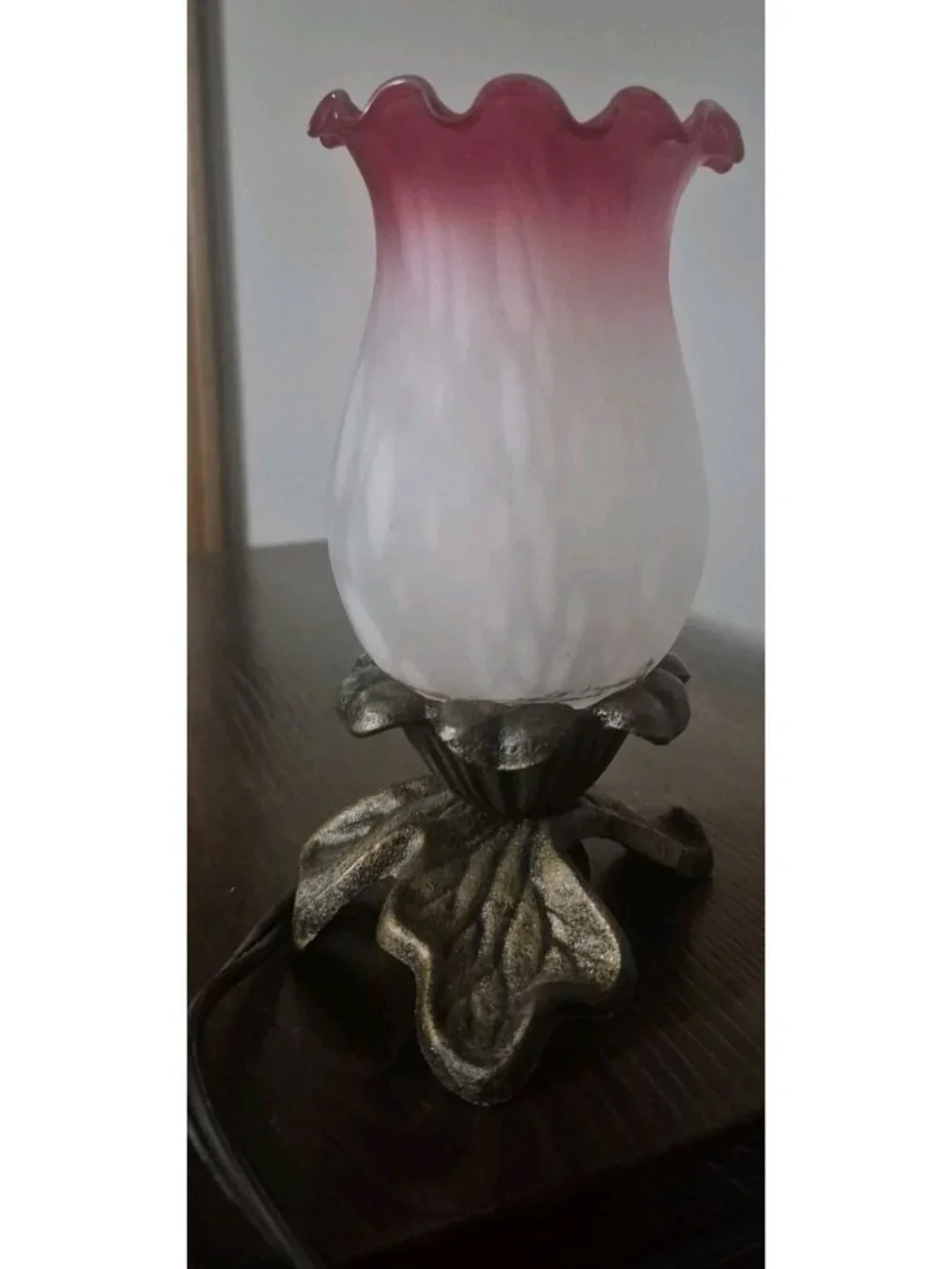 Andrea by Sadek Vintage Pink Spotted Porcelain Orchid 7-inch Lamp Cast Iron Base
